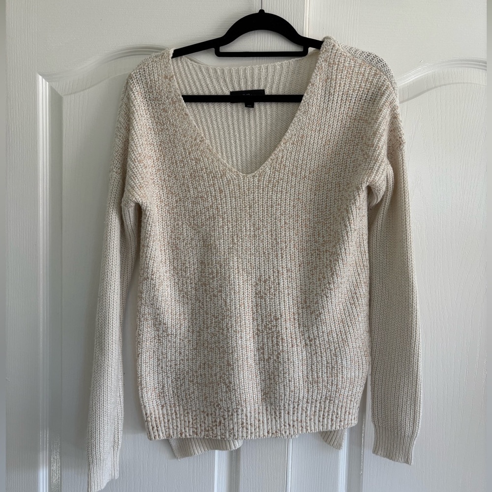 White Pullover Sweater with Rose Gold Flakes
